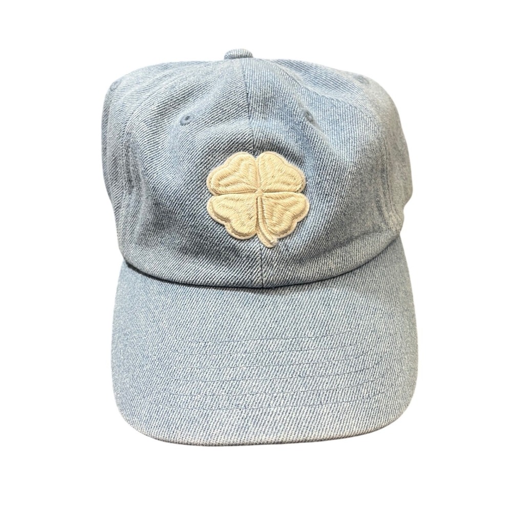 NEW Lucky Brand Baseball Cap Mens One Size Blue Denim Clover Embroidered Dad Hat